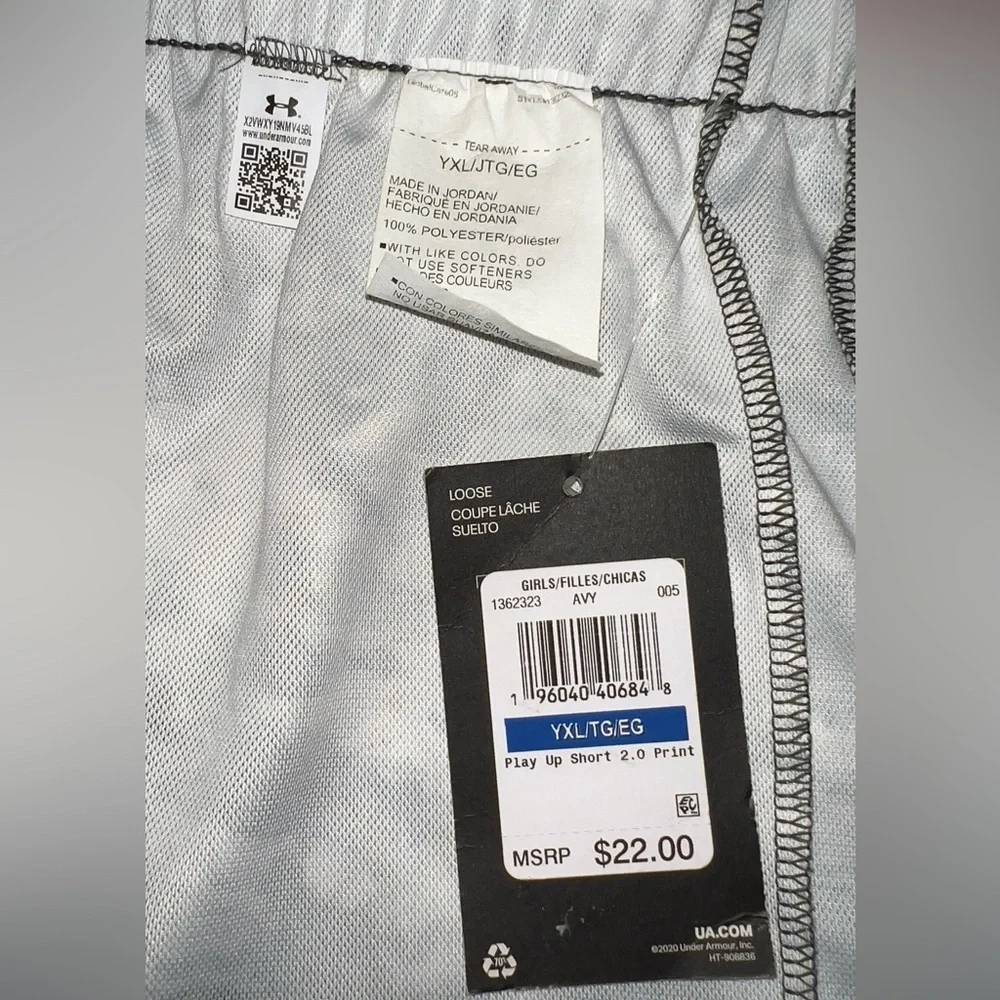 Under armour Girls' UA Play Up 2.0 Printed Shorts size YXL NWT